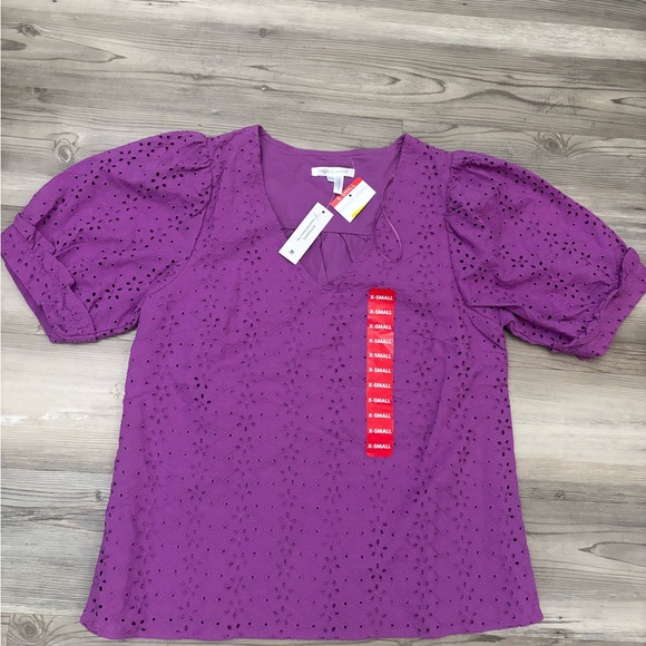 Purple Eyelet Women's Top - Picture 1 of 7